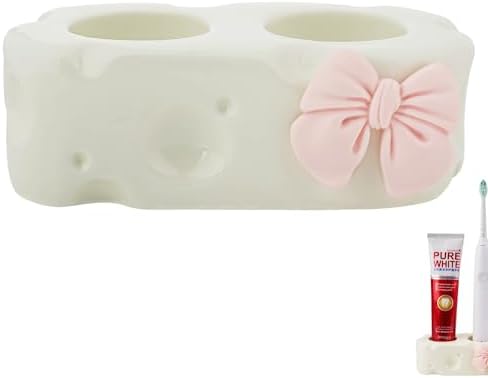 Cute White Ceramic Bow Toothbrush Holder
