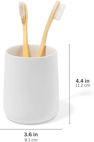 Matte White Toothbrush Holder and Soap Dispenser Set