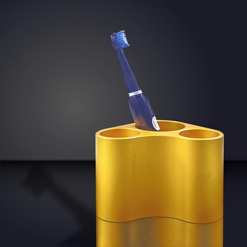 Gold Tone Metal Bathroom Toothbrush Organizer