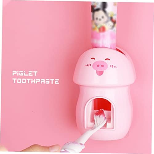 Wakauto Automatic Toothpaste Squeezer Wall Mounted Toothbrush Holder Pink