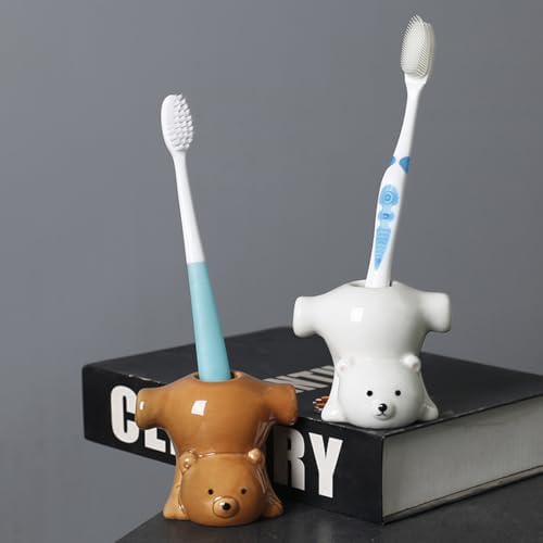 Two Funny Bear Toothbrush Holders