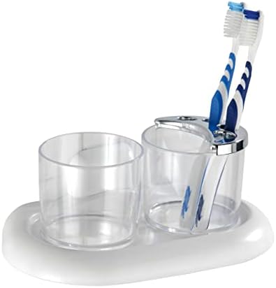 Pure Plastic Tumbler Set and Toothbrush Holder 20x10x12 cm White