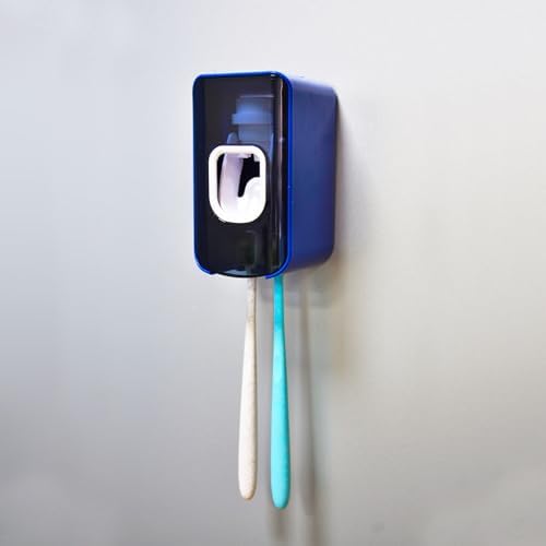 2-in-1 Toothbrush Toothpaste Holder Heavy-Duty Wall-Mounted Dark Blue