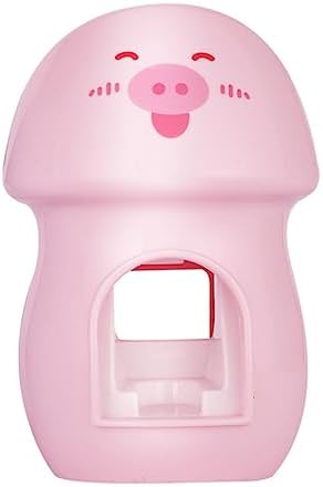 Pig Design Wall-Mounted Toothbrush Holder with Toothpaste Dispenser