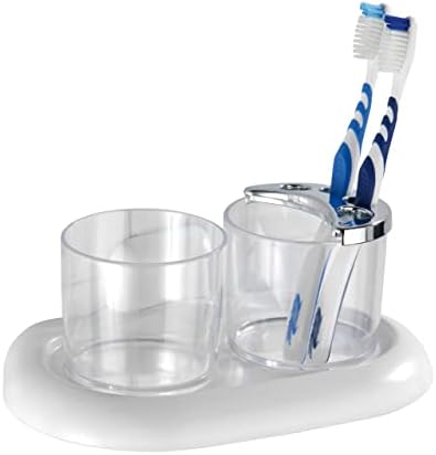 Pure Plastic Tumbler Set and Toothbrush Holder 20x10x12 cm White