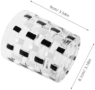 Bathroom Tumbler Glass Cup with Modern Checkerd Design