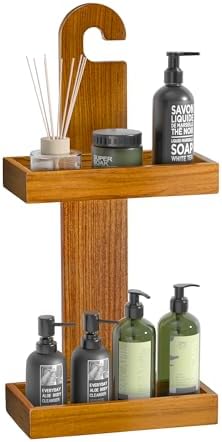 Utoplike Teak Shower Caddy No Drilling Durable Stylish Storage Solution