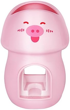 LIFKOME Pink Wall Mounted Toothbrush Holder with Automatic Toothpaste Squeezer