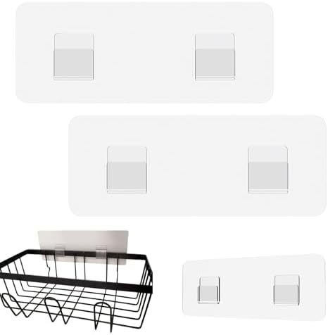U-Shape Adhesive Shower Caddy with Replacement Stickers for Bathroom Kitchen Space