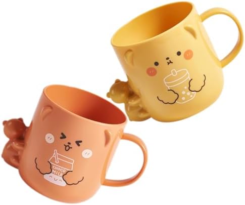 GleavI 2-Piece Cartoon Bear Toothbrush Cup Set