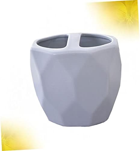 UNO-NATURAL Ceramic Toothbrush Holder with Artistic Design for Bathroom Organization Blue