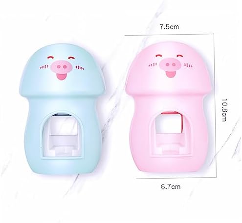 Pig Design Wall-Mounted Toothbrush Holder with Toothpaste Dispenser