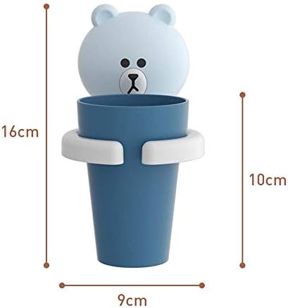 Traceless Suction Wall-Mounted Kids Toothbrush Holder Blue Rabbit Cartoon Brushing Cup