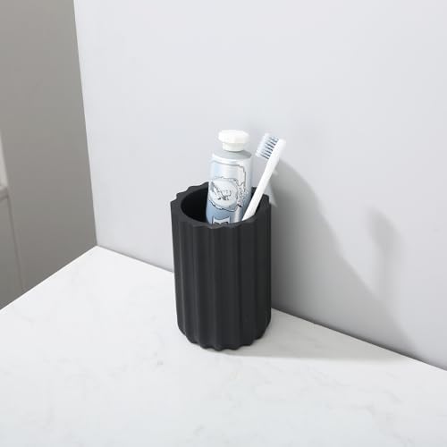 Kmeino Matte Black Bath Organizer for Toothbrushes Makeup