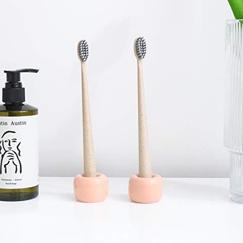 Airmoon Mini Ceramic Toothbrush Holder for Bathroom Pack of 2