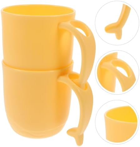 Luxshiny 2PCS Dolphin Tail Handle Unbreakable Mouthwash Cups for Boys and Girls