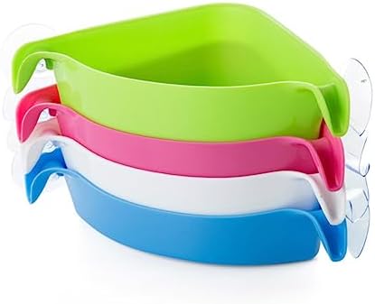 BRIGHTFUFU Shower Storage Rack Suction Cup Triangle Design No Drilling Green