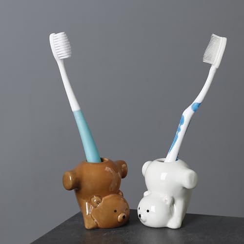 Two Funny Bear Toothbrush Holders