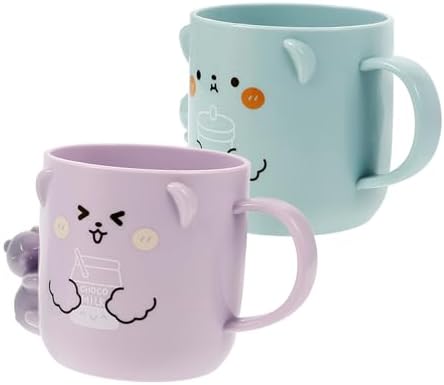 Unomor 2Pcs Cute Bear Shape Toothbrush Rinsing Cups