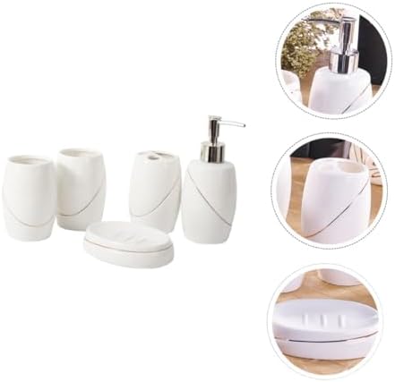 Zerodeko 5pcs Ceramic Toothbrush Holder Set for Bathroom