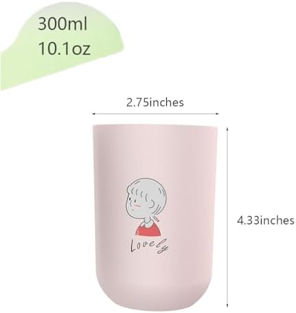 Cute Pattern Toothbrush Cup 2Pcs - Pink Grey