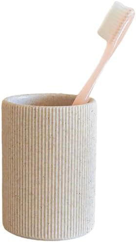 Elegant Sand Beige Toothbrush Holder Boho Farmhouse Style for Bathroom Countertops