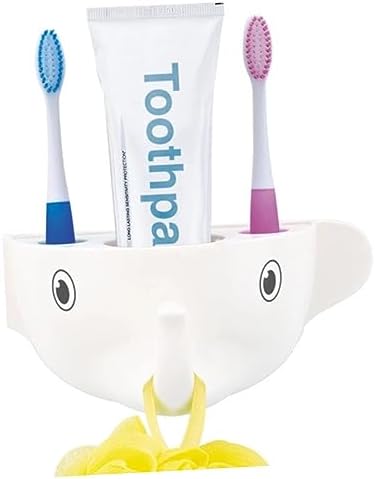 Cartoon Elephant Toothbrush Organizer - Mountable Bathroom Holder for Kids Adults