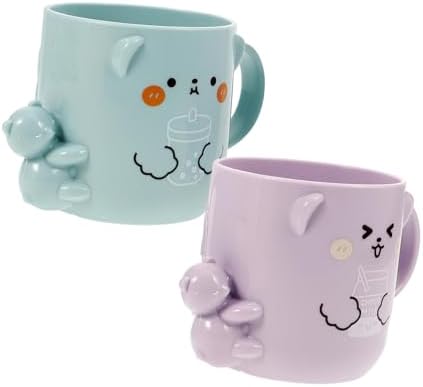 LigigWash 2PCS Cartoon Plastic Toothbrush Cups for Toddlers