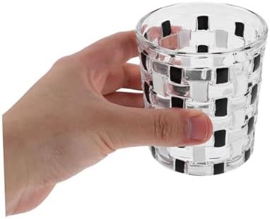 Stylish Black White Checkerboard Glass Toothbrush Holder Cup