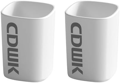 2-Pack Toothbrush Cup Holder 300ml Unbreakable ABS Plastic Bathroom Organizer - White 1
