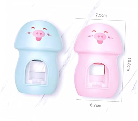 LIFKOME Pink Wall Mounted Toothbrush Holder with Automatic Toothpaste Squeezer