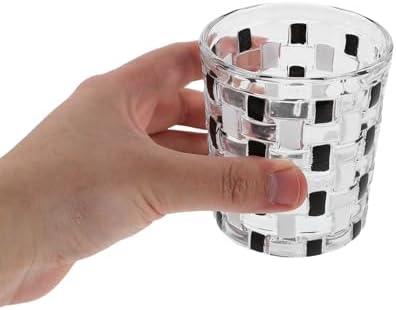 Bathroom Tumbler Glass Cup with Modern Checkerd Design