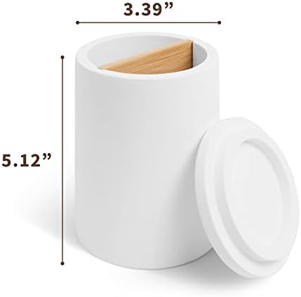 Premium White Plastic Toothbrush Holder with Concrete Base and Bamboo Divider
