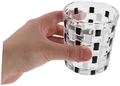 Zerodeko Stylish Glass Toothbrush Cup - Black White Checkerboard Pattern