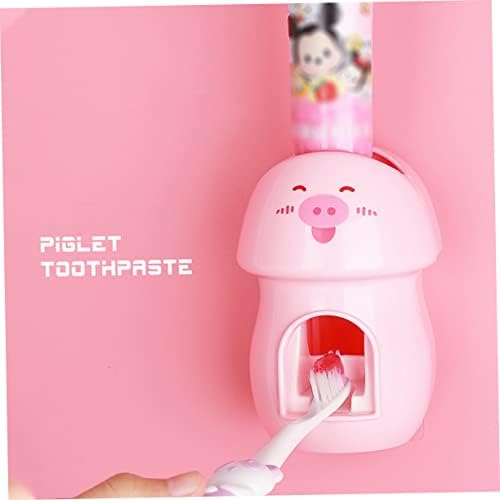 Pig Design Wall-Mounted Toothbrush Holder with Toothpaste Dispenser