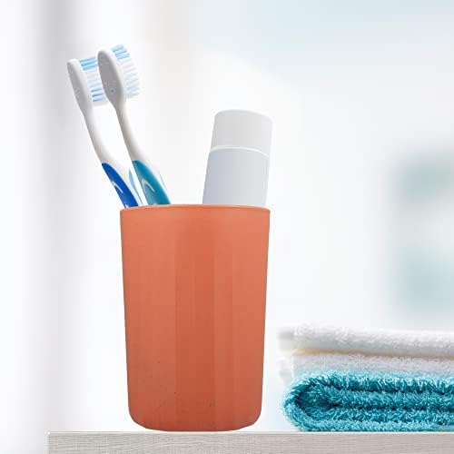 VOCOSTE 1Pc Bathroom Tumbler with Smooth Lines Wheat Straw Cup for Toothpaste