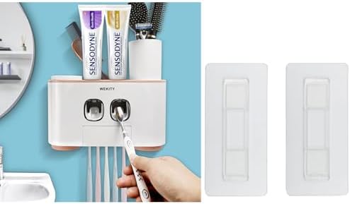 Wekity Multi-Functional Toothbrush Holder with 5 Slots and 4 Cups