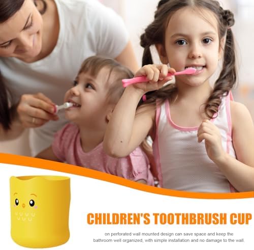KSIEE Kids Toothbrush Cup with Cartoon Characters and Fun Design