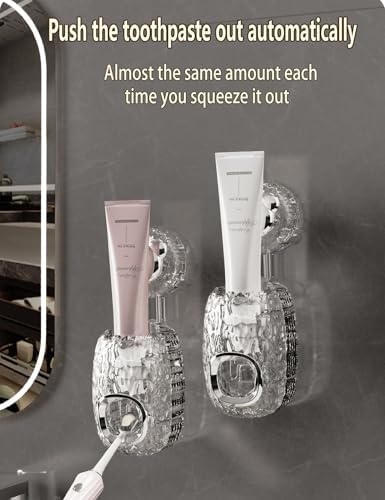 R Conlifeus Wall-Mounted Automatic Toothpaste Squeezer Dispenser 2-Piece Transparent Translucent Gray