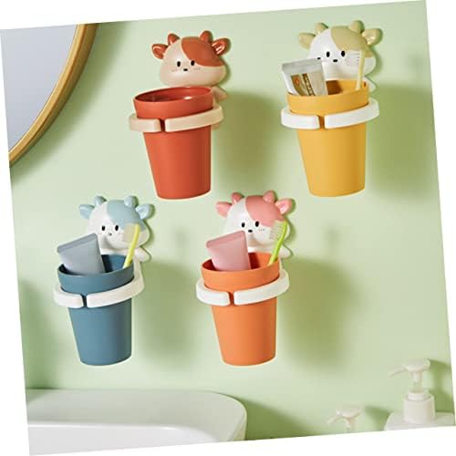 Cartoon Cow Toothbrush Cup Holder with PP Material for Easy Gargling
