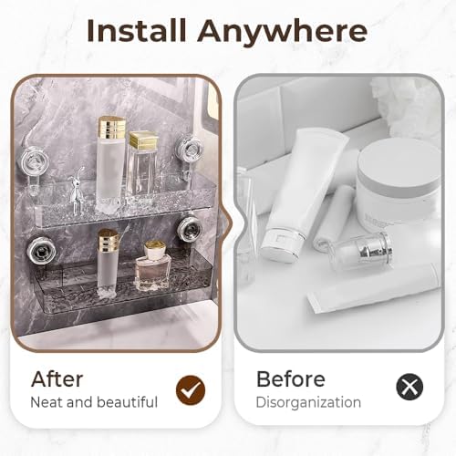 Secure No-Drill Suction Cup Shower Caddy Holder White
