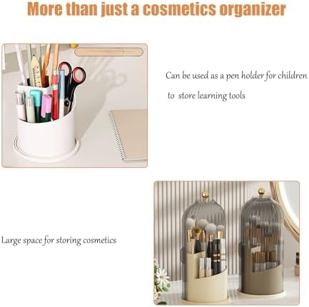 Makeup Brush Holder Organizer with Lid and Toothbrush Holders Green