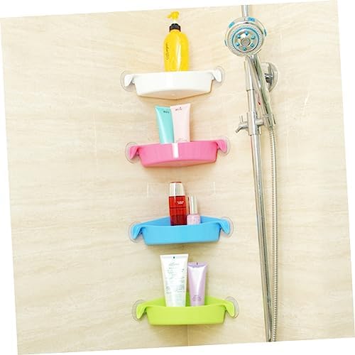 BRIGHTFUFU Shower Storage Rack Suction Cup Triangle Design No Drilling Green