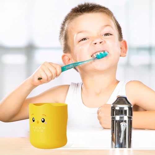 KSIEE Kids Toothbrush Cup with Cartoon Characters and Fun Design