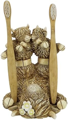 5-Inch Resin Toothbrush Holder with Antique Carved Design