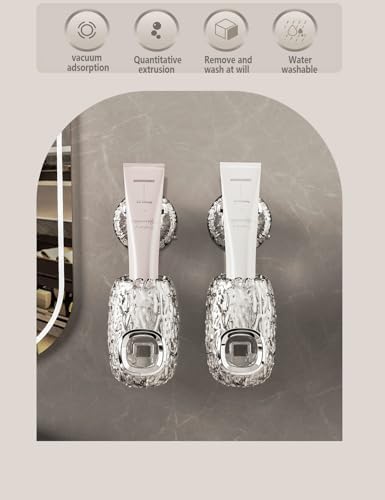 R Conlifeus Wall-Mounted Automatic Toothpaste Squeezer Dispenser 2-Piece Transparent Translucent Gray