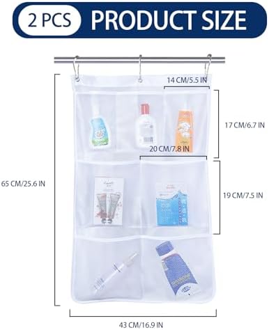 mesh shower organizer with 7 pockets
