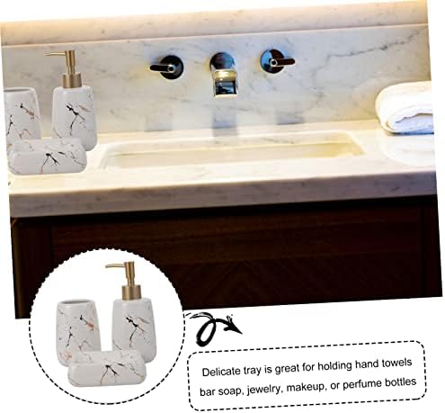 GLEAVI 3Pcs Marble Bathroom Toothbrush Holder Soap Dish Lotion Bottle Set