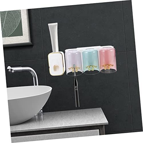 Wall Mounted Toothbrush Holder with Toothpaste Dispenser