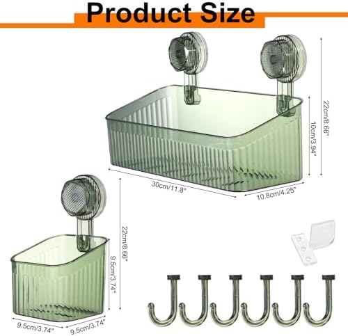 Uxcell 1Set Suction Cup Shower Caddy with Hooks Green